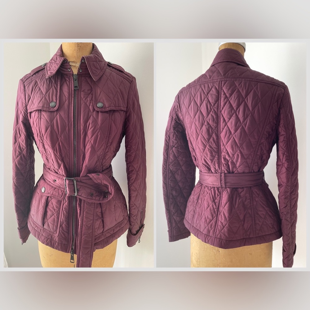 Nearly new Burberry Brit quilted jacket Finsbridge coat Plum Cabernet S P